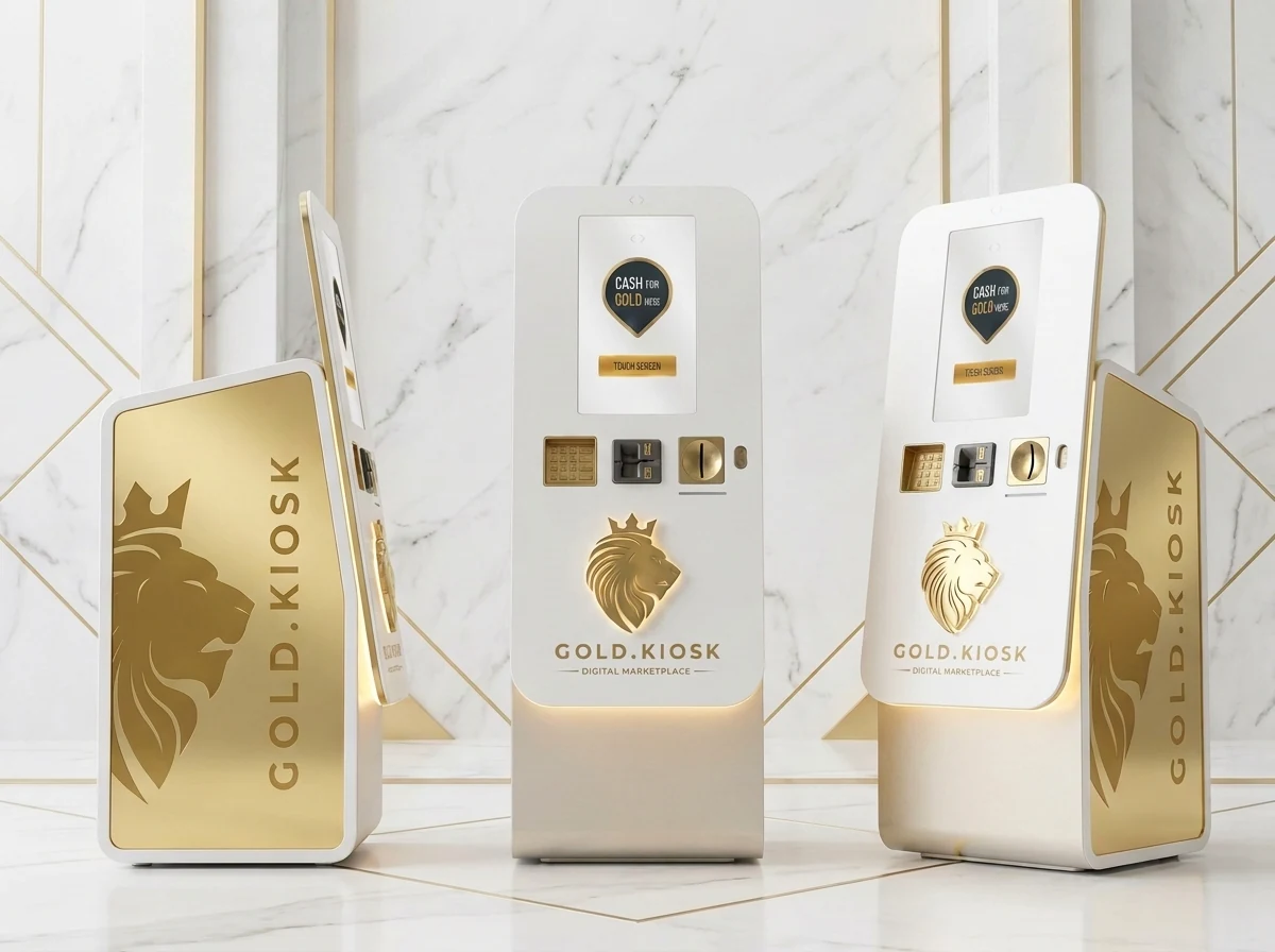 Gold.Kiosk units in the warm Gold finish
